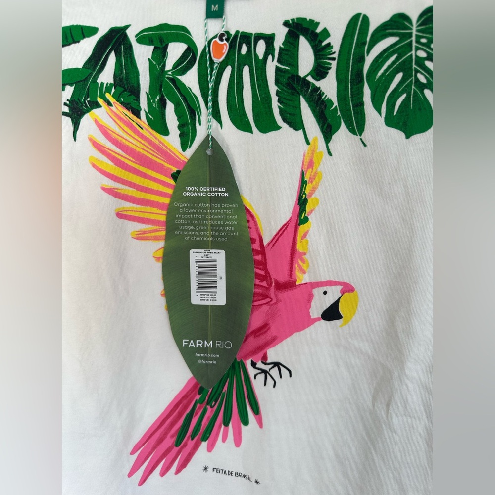 FARM Rio White Tee with Pink and Yellow Parrot Graphic - Picture 7 of 9
